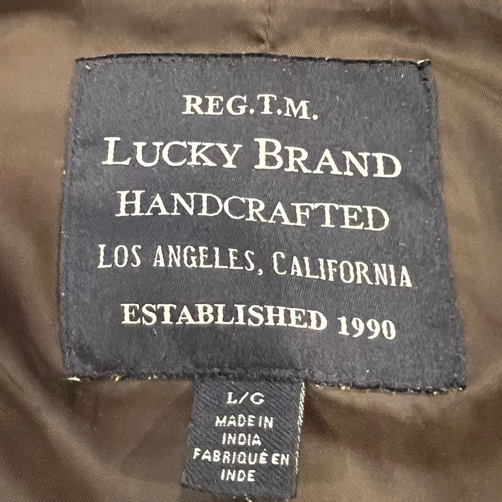 Lucky Brand brown suede leather bomber zip up jacket size large - Picture 6 of 8